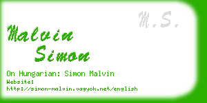 malvin simon business card